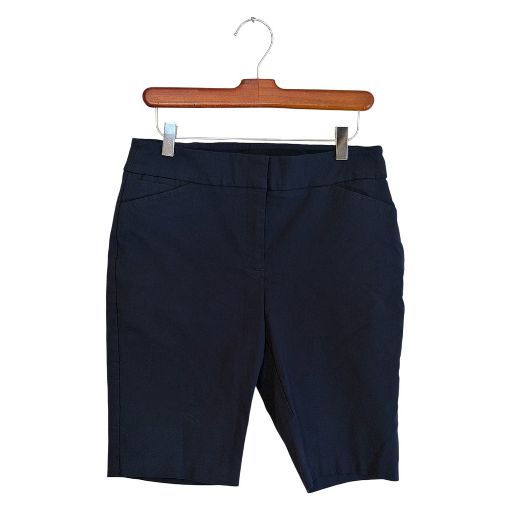 ATTYRE New‎ York Shorts Womens 8 Navy Blue Stretch Bermuda Work Casual T24J387